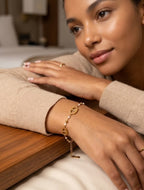Bracelet ovales acier inoxydable doré délicat moderne chic