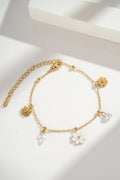 Bracelet fleurs cristaux et pétale eclat en acier inoxydable