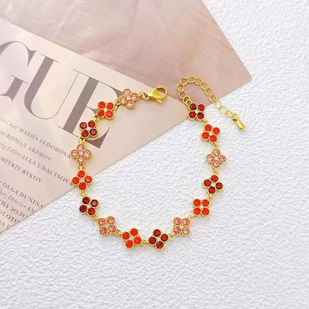 Bracelet en acier inoxydable doré – Fleurs & Cristaux