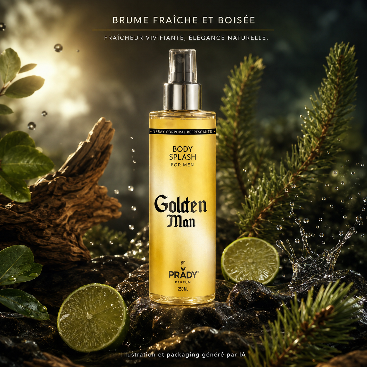 Brume HOMME Corps et Cheveux Golden Man 250ml - Prady
