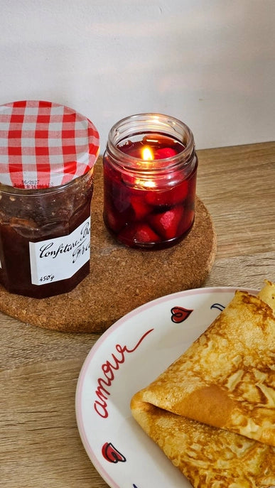 Bougie parfumée FRAISE en pot à confiture