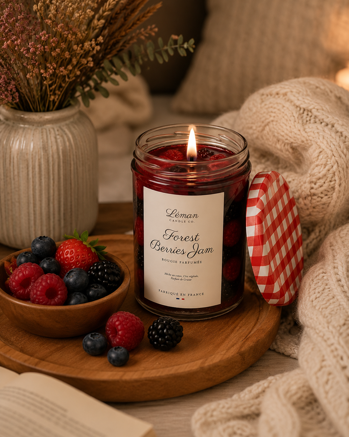 Bougie parfumée BAIES des BOIS en pot à confiture