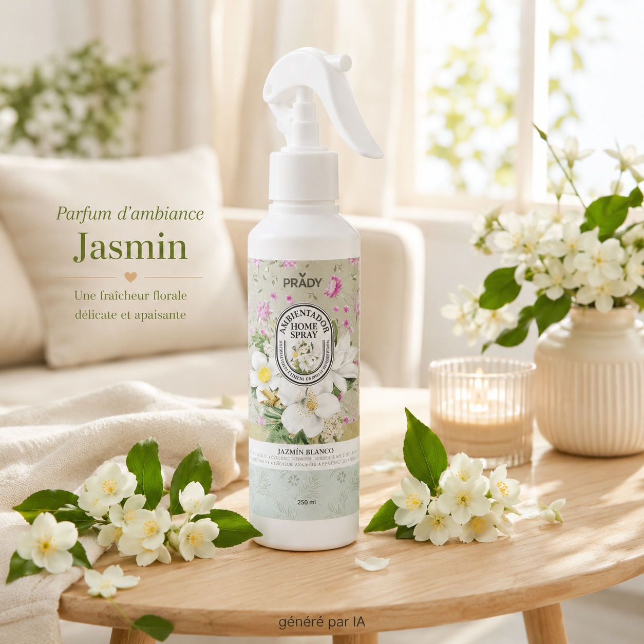 Spray D'Ambiance Maison et Tissu Jasmin - PRADY